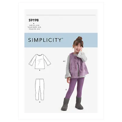Simplicity Sewing Pattern S9198 Children's Tops Waistcoat And Leggings • £13.20