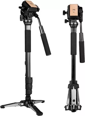 Koolehaoda Camera Aluminium Monopod Fluid Video Head With Folding Tripod Stand  • $77.40