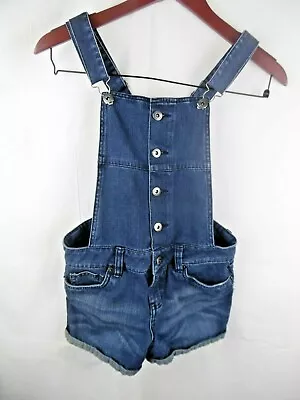 I Love H81 Women's Jean Button-Down Cuffed Short Overalls Sz 25 Distressed  • $22.99