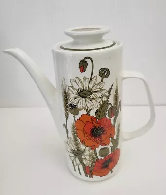 1970’s J&G Meakin Studio Coffee Pot Orange Poppy Pattern • £12.99