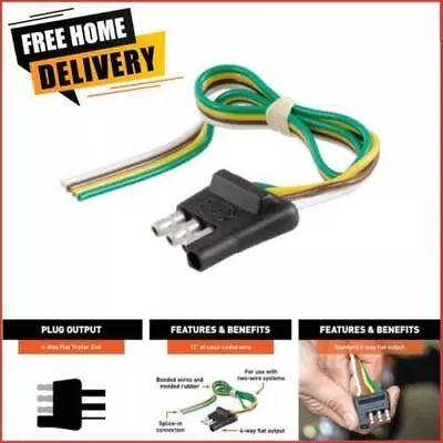 New 4 Way Flat Connector Plug With 12  Wires Best Trailer Side For Wiring System • $2.69