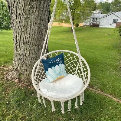 £29.95 • Buy Garpans Hanging Hammock Chair Outdoor Indoor Garden Rope Swing Macrame Seat Home