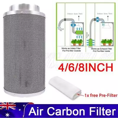 4/6/8 Grow Tent Inline Duct Silent Extractor Fan Kit W/Ventilation Carbon Filter • $55.55