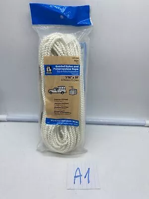 3/16”x50” Braided Nylon Polypropylene Rope Everbilt ~ 90 Pound Load Limit NEW • $8.99