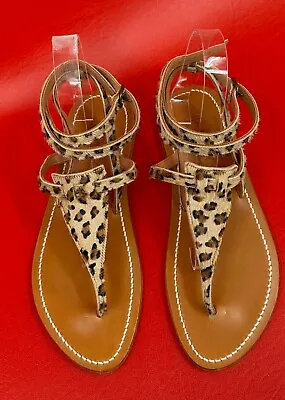 K. Jacques Havana Calf Hair Horsy Leopard NEW Sandals Made In France Size 41 • $205
