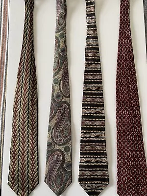 Mens 100% Silk Dress Ties Lot Of 4 Varied Brands And Colors • $15