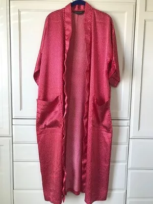 Christian Dior Monsieur Robe Bathrobe Mens VTG Red Satin White Dots Pockets • $16.99