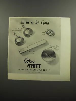 1953 Olga Tritt Jewelry Ad - All In 14 Kt. Gold • $19.99