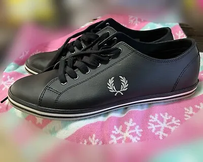 Men’s Fred Perry Size 10 Black Flat Trainers Shoes • £30