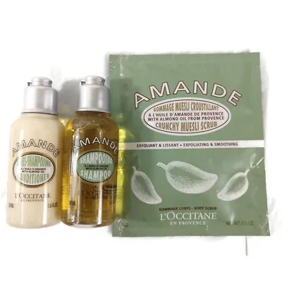 L'Occitane Almond Shampoo & Conditioner & Crunchy Museli Scrub X 3 NEW • $34.99