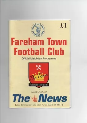 Fareham Town V Wimborne Town 1998-99 Wessex League • £1.99