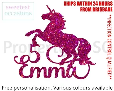 $11 • Buy Personalised Custom UNICORN Birthday Cake Topper