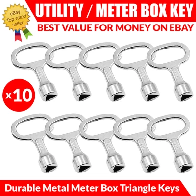 £6.95 • Buy Metal Service Utility Meter Key Gas Electric Box Cupboard Cabinet Triangle X10