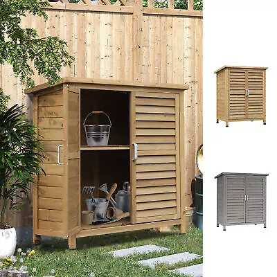 Garden Storage Shed Wooden Garage Organisation Outdoor Cabinet W/ Doors • £106.99