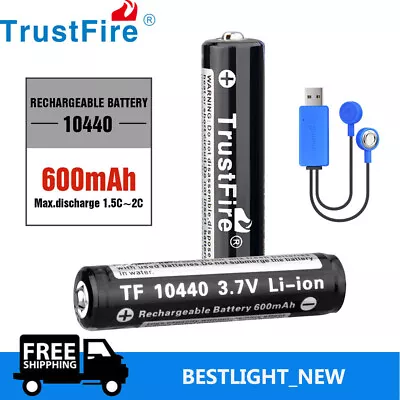 Trustfire 4x 10440 600mAh 3.7V Rechargeable Li-ion Battery With Battery Charger • $19.99