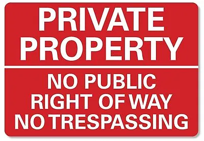 Metal Sign Private Property No Trespassing Metal Waterproof Red White Gift Tin • £9.99