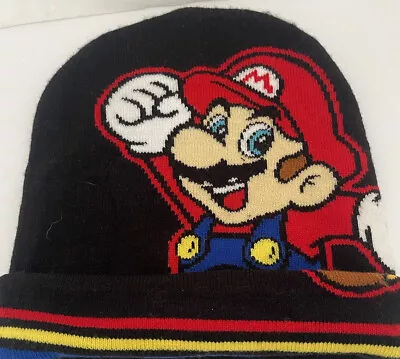 Nintendo Super Mario Knit Beanie Cap 2017 Black (One Size Fits Most) • $9.99