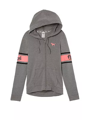 Victorias Secret Pink Perfect Hi Lo Full Zip Hoodie Grey Size M Nip • $45.99