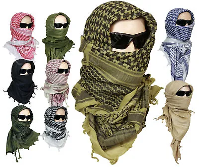 100% Cotton Shemagh Head Scarf - Military Wrap Desert Keffiyeh Arab Army New • $20.45