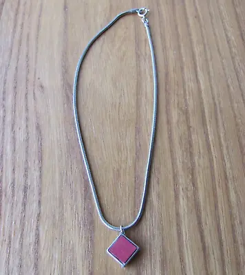Aarikka Finland Vintage Wooden Square Red Pendant With The Chain • $22
