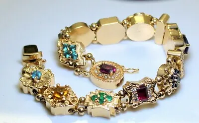 6.40 Ct Oval Cut Multi Gemstone & Diamond Tennis Bracelet 14k Yellow Gold Plated • $226.29