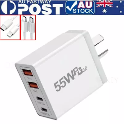 55W 4 Port USB-C PD Fast Charging Wall USB C Charger Power Adapter Type-C Brick • $15.90