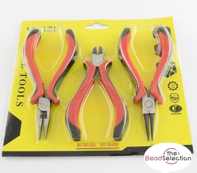 £9.99 • Buy JEWELLERY MAKING MINI PLIERS SET Flat Long Round Nose 