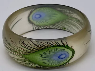 Vintage Lucite Peacock Bangle Bracelet Retro Fashion Glows • $34.99