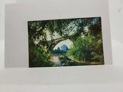Postcard George Rogers Clark Memor Lincoln Bridge Vincennes Indiana Wabash River • $2.99