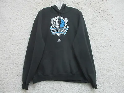 Adidas Dallas Mavericks Sweater Large Adult Black Hoodie Pullover Pockets Mens L • $19.80