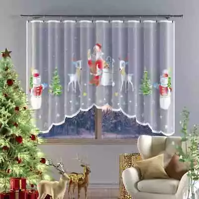 Novelty Christmas Santa Claus Hand-Painted Jacquard Net Curtain  • £21.99