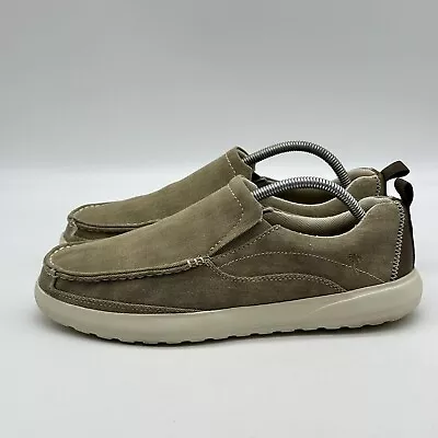 Margaritaville Slip On Mens Size 9.5 Brown Canvas Casual Boat Shoes MFM191207 • $27.95