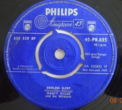 Marty Wilde-endless Sleep-her Hair Was Yellow-7  Vinyl 45-orig Uk Phillips-v/g+ • £3