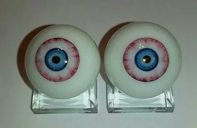 Great Set Of 2 Eye Balls Glass 1  Logo Marble With Stands • $9.50