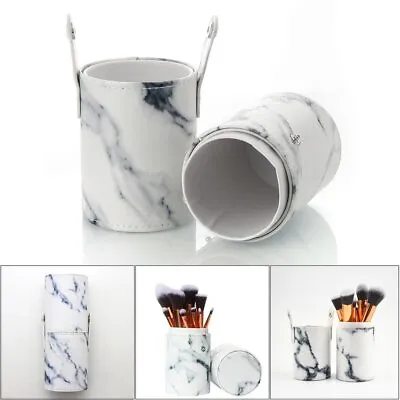 Travel Leather Storage Holder Cosmetic Cup Case Makeup Brush Pens Bag Pouch LM • £7.86