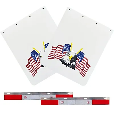 $85.99 • Buy 24*30'Mud Flaps & 24*3'Reflector Strips For Semi-truck Trailer Heavy Duty White