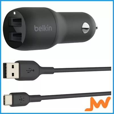 Belkin Boost Charge Dual USB-A Car/Auto Charger + Cable - Black • $31