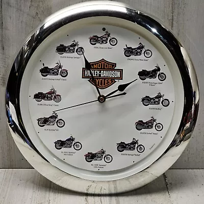 Vintage 2000's Chrome Harley Davidson Wall Clock Motorcycles Electronic Sounds  • $12