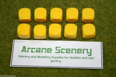 £2.99 • Buy 10 X 16mm BLANK SIX SIDED DICE YELLOW Wargames Dice Or Casualty Markers