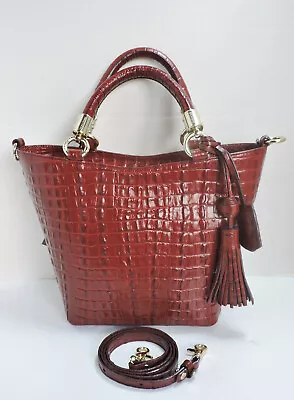 Brahmin Small Sweetheart Cordovan La Scala Embos Leather Hand Shoulder Bag NWT • $339.99