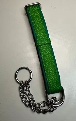 Martingale Half Check Choke Chain Adjustable Dog Collar In Green Small Dots • £7.15