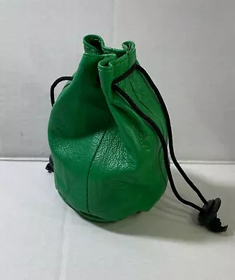 Soft Leather Drawstring Pouch With Spring Locks Coin Purse Wrist Pouch Brand New • $12