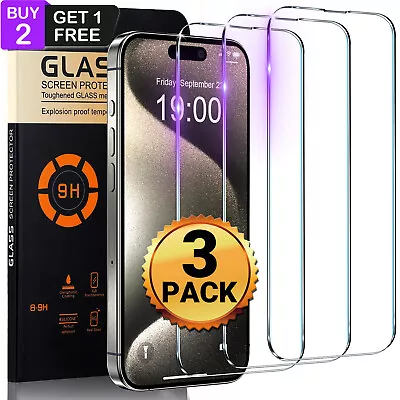 3X For IPhone 15 14 13 12 11 Pro Max X XR 8 7 6 Tempered Glass Screen Protector • $5.72