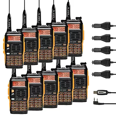 $369.99 • Buy 10Pack Baofeng GT-3TP MarkIII 1/4/8W 2m/70cm Band VHF UHF Two Way Radio + Cable