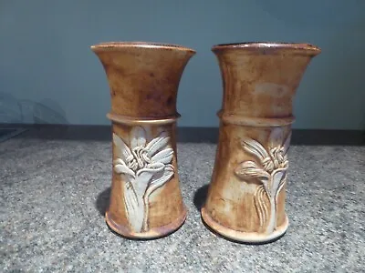 Quantock Pottery - Vases - Flower Design - Pair • £39.99