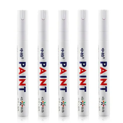 5XWhite Permanent Oil Based Paint Pen Car Bike Tyre Tire Metal Marker Waterproof • £5.99