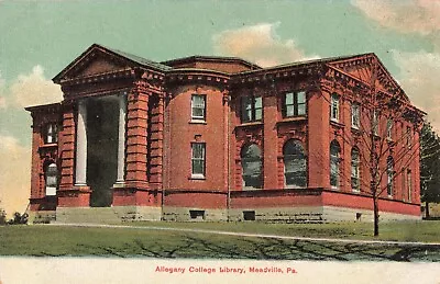 Allegheny College Library Meadville Pennsylvania PA C1905 Postcard • $5.95