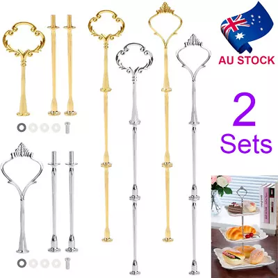 2 Sets Cake Stand Fitting 3 Tier Gold Crown Handle Hardware High Tea For Plates • $9.46