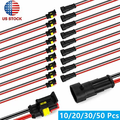 $7.45 • Buy Lot 2Pin Waterproof Electrical Wire Cable Connector Male Female Way Plug Kit