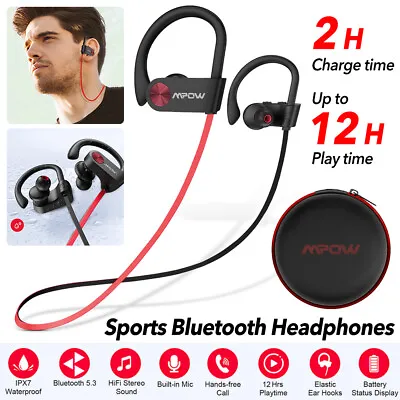 Mpow Flame Wireless Bluetooth Headphones Stereo Earphones Workout Sports Earbuds • £17.99